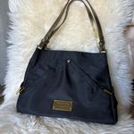 Eric Javits Black Nylon Shoulder Bag Gold Trim Hardware Designer Purse Classic Photo 1