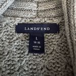Lands’ End Light Gray Shaker Knit Shawl Collar Sleeveless Belted Sweater Vest L Size L Photo 3