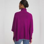 Chico's Cashmere Blend Elegant Purple Cowl Neck Fringe Poncho Sweater Size L/XL Photo 2