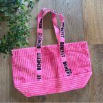 Benefit NEW Pink Corduroy Tote open top beach bag Photo 0