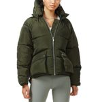 TOAST SOCIETY PLUTO KHAKI GREEN PUFFER JACKET Hooded Patch Pocket EUC Size M Tan Size M Photo 1