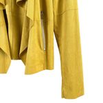 Bagatelle  Faux Suede Drape Moto Jacket Blazer Open Front Yellow, Size‎ Small Photo 6