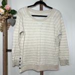 Aerie  Long Sleeve‎ Boat Neck Striped Sweatshirt Size Large Photo 1