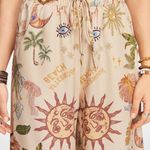 New Moon Stars Sunflower Evil Eye Printed Flared Pants New In Poly Bag Tan Size L Photo 1