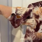 Love 21  Small Tye dye button up shirt Blouse adjustable Sleeve purple orange Photo 3
