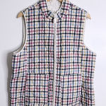 Talbots Reversible Diamond Quilted Vest Plaid White Size Medium With Pockets Photo 0