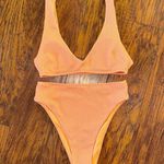 Aerie NWOT  Orange Ribbed High Waisted Bikini XS Photo 0