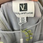 NWT Vicky and Lucas Mesh Embroidered Floral Midi Dress Grey Size Medium Multiple Photo 3