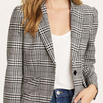 Maison d' Amelie Gingham Plaid One Button Pocket Blazer Size Medium Multiple Photo 0