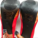 Bebe Stiletto High Heels Kahilia Ruby Red Size 8 Platform Cork Bow Formal Photo 8