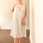 Elegant Light Teal Lace Trim Slip Dress White Size M Photo 1