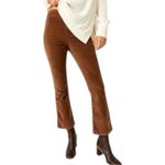 Free People New In My Feelings Brown Velvet Crop Flare High Rise Pants Small Photo 3