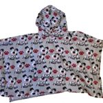 I Woof You! Gray Hooded Dog Print Poncho Photo 0