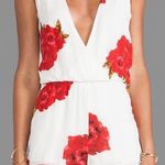 Black Swallow Red White Flower Romper Photo 0