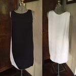 Halston Heritage Halston Draped Black & White Silk Dress Photo 5