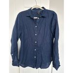J.Crew Baird McNutt Irish Linen Women's Navy Long Sleeve Button Up, Size S, EUC Photo 1