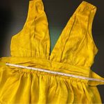 Lulus  Peak Party Vibe Satin Tiered Tie-Back Midi Dress NWT Gold XS Photo 14