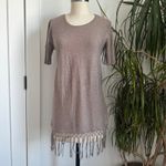 Left On Houston Fringe Hem Sweater Dress Casual Tunic Top XS Angora Blend Brown Photo 1