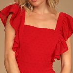 Lulu Little Love Red Swiss Dot Backless Ruffled Maxi Dress Size XS Photo 2