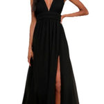 Lulus Heavenly Hues Maxi Dress Black 2X Formal Party Event Special Occasion Photo 0