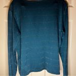 Chico's  Size 2 Medium Metallic‎ Long Sleeve Green Top Career Work Wear Photo 2