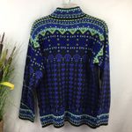 Obermeyer Blue & Green Print Knit Long Sleeve Winyer Ski Sweater M Photo 3
