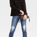 Knox Rose  Long Sleeve Mock Turtleneck Velour Floral Blouse Photo 0