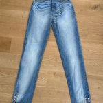 Revice Denim  Jeans Button Hems Wave Whiskers Hunter Size 28 Blue Current Photo 0