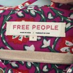 Free People  Malia Babydoll Jacket Top S Tie Neck Floral Embellished Berry Combo Photo 6