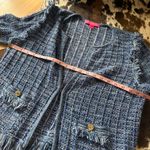 Lilly Pulitzer Blue Tweed Fringe Jacket Size Medium Photo 8