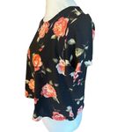 Rewind  Black With Floral Design Short Sleeve Blouse Size Medium Photo 6