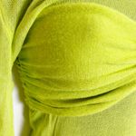 Meladyn OTS Ruched Sheer Y2K Long Sleeve Top Size Large Neon Green Photo 5