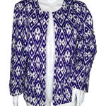 Chico's  Blazer Womens Medium Crocus Purple White Tribal Ikat Print Office‎ Casual Photo 0