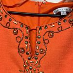 Sandra Darren Orange Sheath Midi Dress with Cutout Crew Neck Photo 3