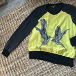Fifteen Twenty Black and Yellow Sheer Bird Print LS Blouse Size Small Photo 2