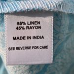 Coral Bay Linen Sleeveless Button Front Shirt Turquoise & White M Blue Size M Photo 5