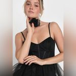 Lulus  Rule the Runway Black Tulle Bustier Tiered Mini Dress Photo 2