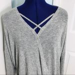Jules & Leopold  Silver Strappy V-Neck Faux Wrap Long Sleeve Top Size Large Photo 2