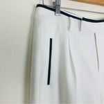 Equipment  white wide leg cropped trousers w/ black trim at waist, hem pockets. 6 Photo 2
