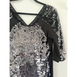 Mac Duggal  Black Sequined Bodycon Short Sleeve Mini Dress Size 6 Photo 2
