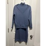 2 pcs sweater turtleneck bodycon dress set Blue Photo 1