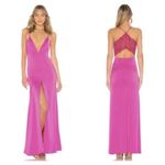 NBD NWT Helen Slip Maxi Dress Women’s Size Small Lace Back Front Slit Satin Photo 0