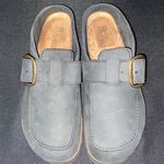 WHITE MOUNTAIN FOOTBEDS BLACK LEATHER MULES NO SIZE TAG MEASURES APPROX 11” EUC Gray Photo 0