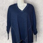 We Are Sundays Boutique Women's Size Large Soft Rough Hem V Neck Pullover Hoodie Blue Photo 0