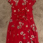 Aeropostale Red Floral Button Up Dress Photo 1