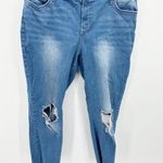 Energie  Light Wash Blue Cotton Blend Denim Distressed Jeans Women's Plus Size 21 Photo 9