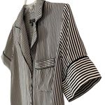 Rag and Bone Luca Striped Pajama Top Womens XS short sleeve100% silk black & white Photo 3