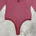 NWOT Lulu’s Retro Cutie Burgundy and Pink Textured Knit Long Sleeve Bodysuit M Red Size M Photo 4