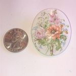 Donna L. Motto 1989 WV Hand Painted Floral Porcelain Brooch Orange Photo 2