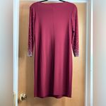 MSK Elegant Burgundy Dress with Pearl Accent Sleeves. Size Photo 2